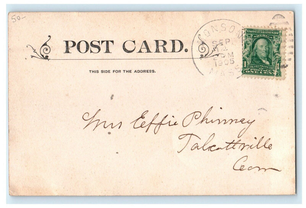 1905 The Methodist Church Monson Massachusetts MA Photo Antique Postcard