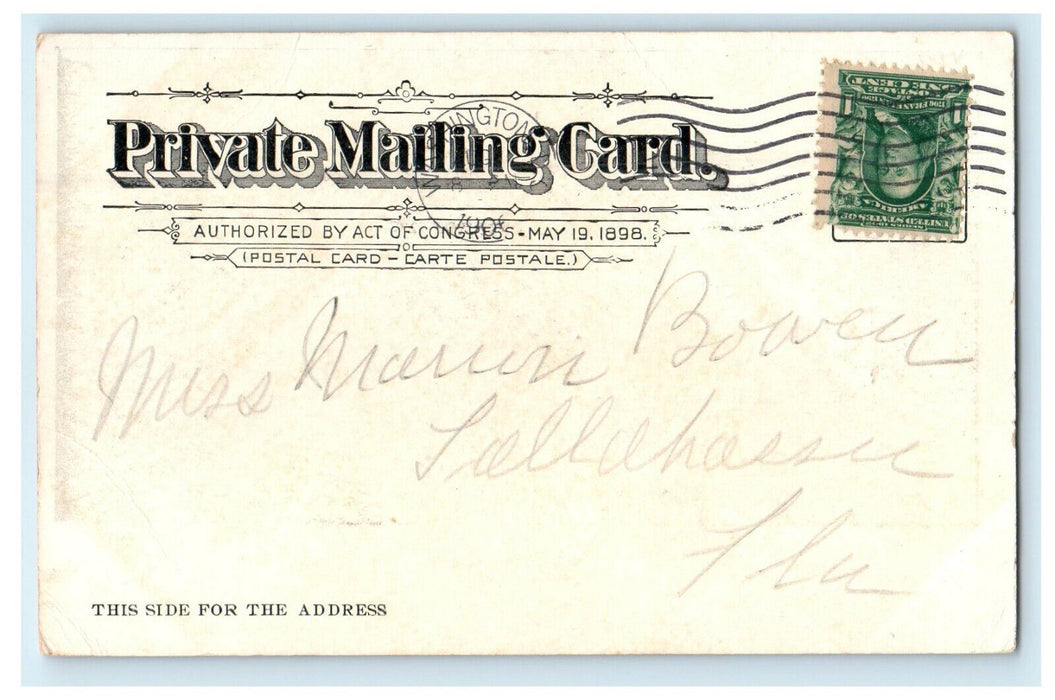 1906 White House Washington DC. Talahasee FL. Antique Posted Postcard