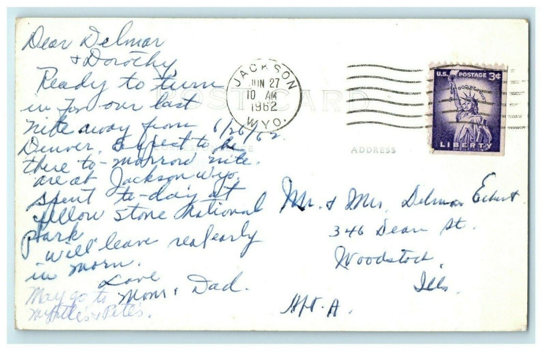 1962 Jackson Wyoming WY Climbing Mountains Red Lodge RPPC Photo Vintage Postcard