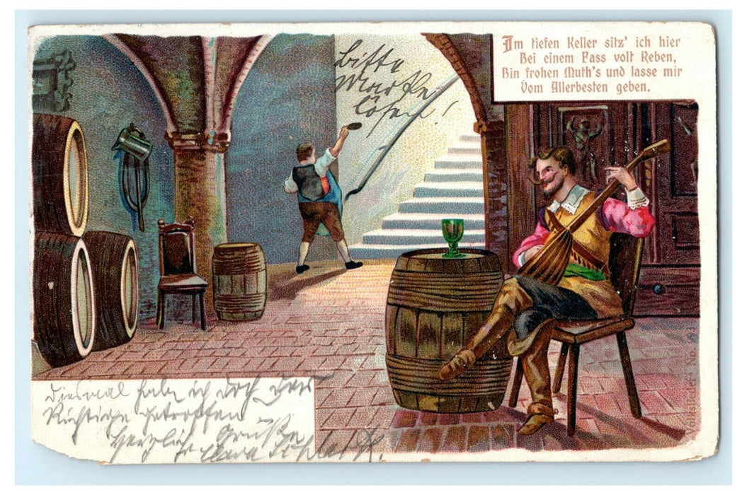 1902 Bestellt Germany Beer Keg Lute Berlin Posted Antique Postcard
