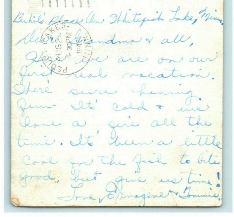 1946 Pequot Lakes Minnesota Posted Raritan Illinois Vintage Postcard
