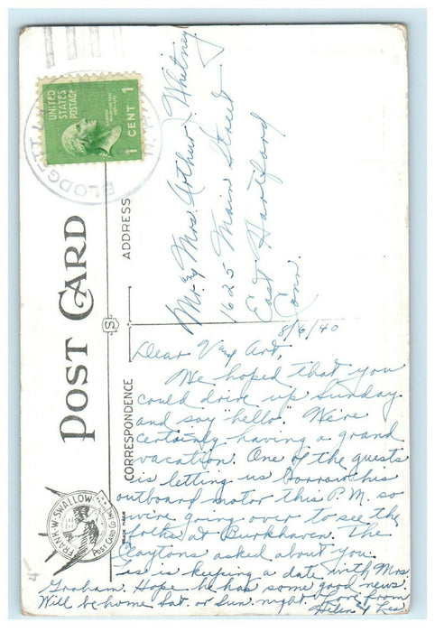 1940 Blodgett Landing NH Shore Front, Lake Sunapee New Hampshire NH Postcard