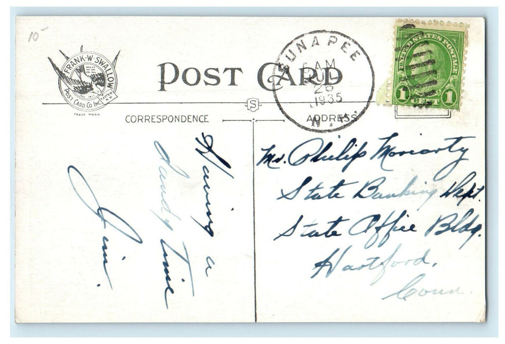 1935 Sunapee NH Blodgetts Landing, Lake Sunapee New Hampshire NH Postcard