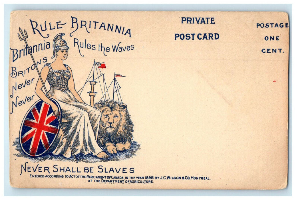 c1905s Rule Britannia Lion and Soldier Holding Weapon England Private Postcard