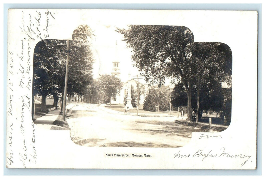 1905 North Main Street Monson Massachusetts MA RPPC Photo Antique Postcard