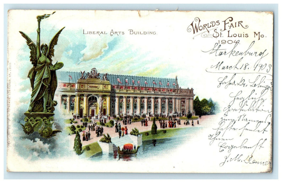 1903 Liberal Arts Building, Worlds Fair St Louis MO, Starkenburg MO Postcard