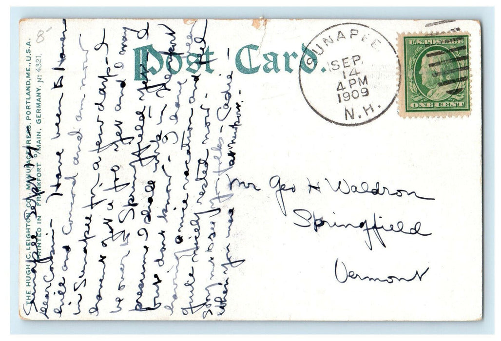 1909 Sunapee NH Lake Station, Lake Sunapee New Hampshire NH Posted Postcard