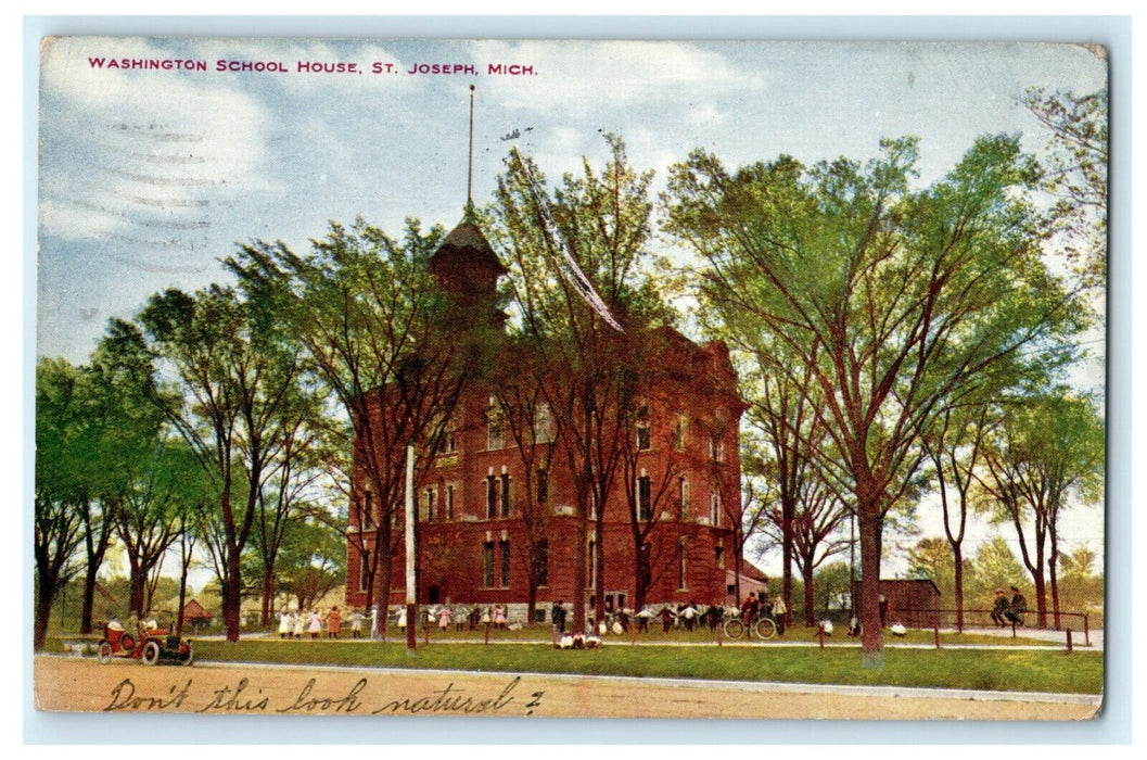1910 Washington School House St. Joseph Michigan MI Antique Postcard