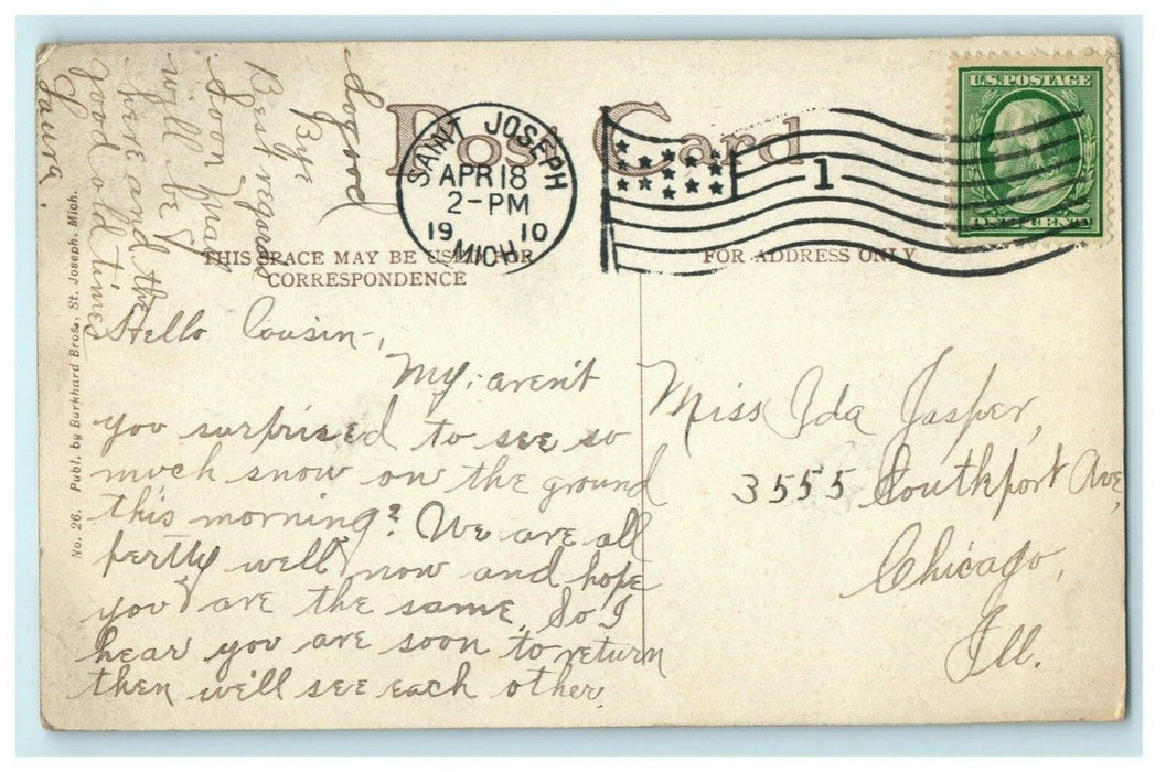 1910 Washington School House St. Joseph Michigan MI Antique Postcard
