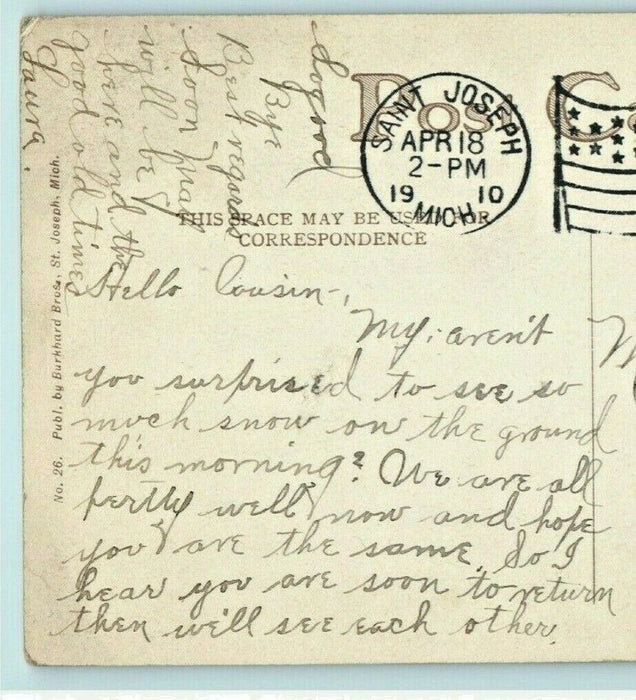 1910 Washington School House St. Joseph Michigan MI Antique Postcard