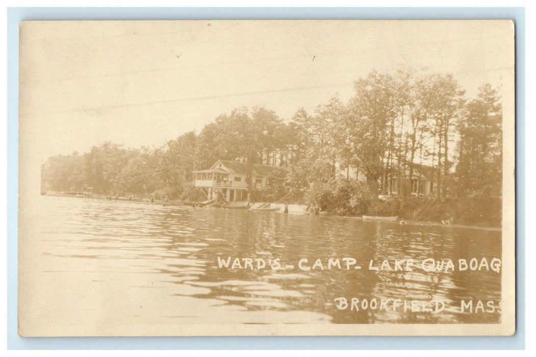 c1930' Wards Camp Lake Qua Boag Brookfield Massachusetts MA RPPC Photo Postcard