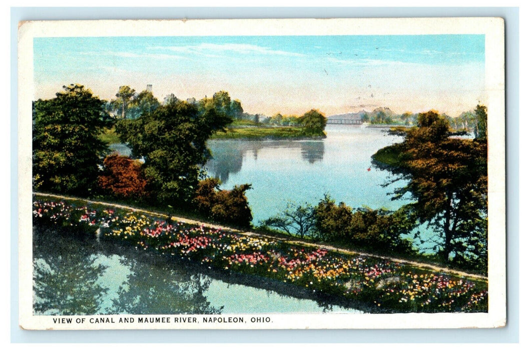 1929 Canal & Maumee River Napoleon Ohio OH Posted Antique Postcard