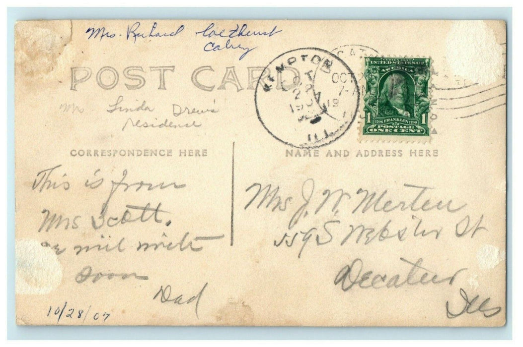 1907 Kempton Illinois IL Victorian House RPPC Photo Antique Postcard
