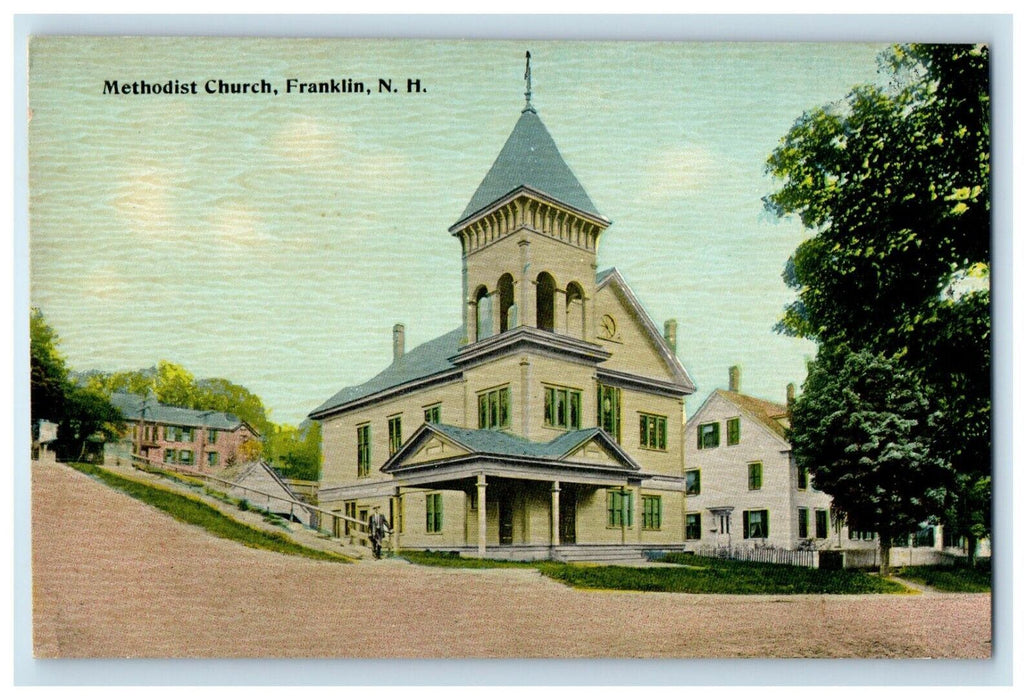 c1910's Methodist Church Street View Franklin New Hampshire NH Antique Postcard