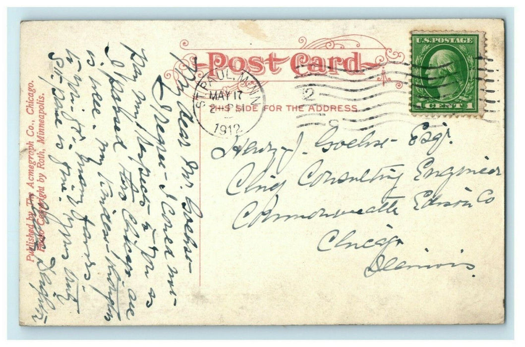 1912 Minnehana Falls Old Rustic Bridge Minnesota MN Antique Postcard