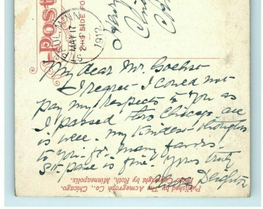 1912 Minnehana Falls Old Rustic Bridge Minnesota MN Antique Postcard