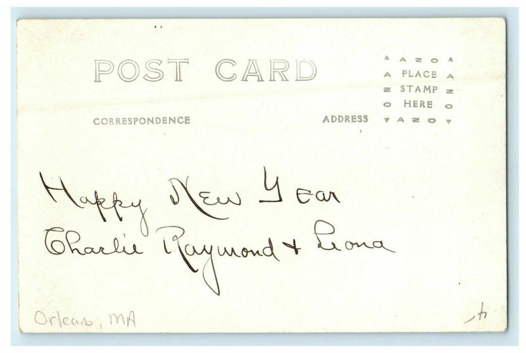 c1910 New Year Message, Doves at Orleans, Massachusetts MA RPPC Photo Postcard