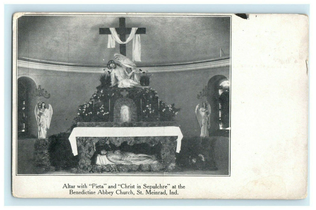 c1910 Benedictine Abbey Church St. Meinrad Indiana IN Altar Pieta Postcard