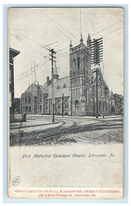 1910 First Methodist Episcopal Church Lancaster Pennsylvania PA Antique Postcard