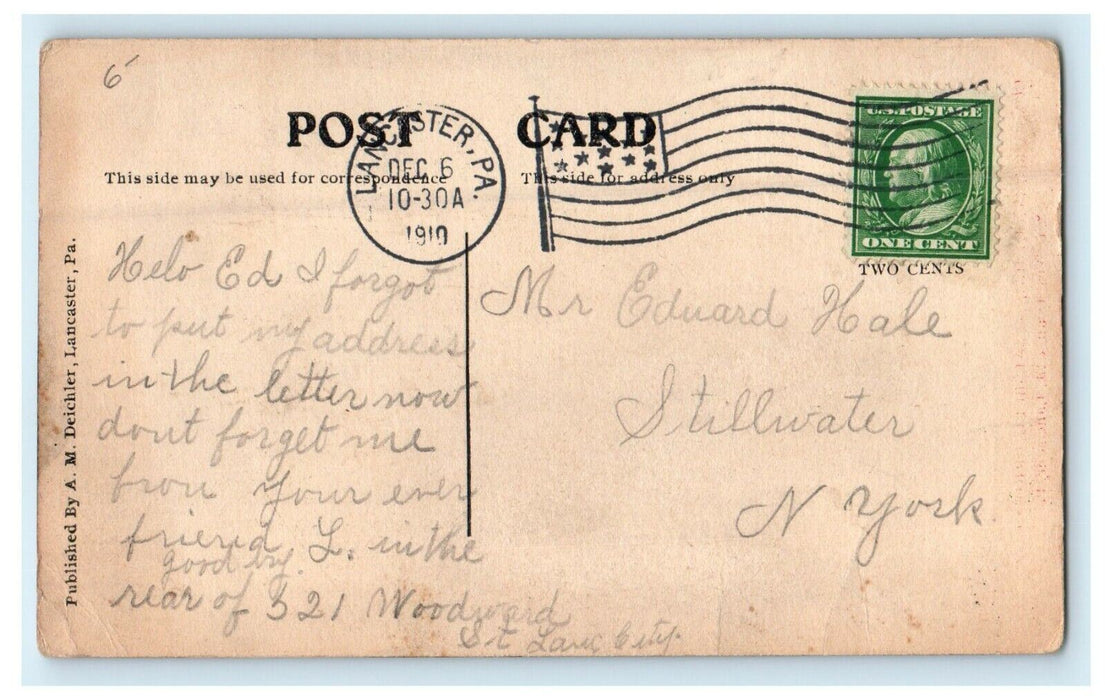 1910 First Methodist Episcopal Church Lancaster Pennsylvania PA Antique Postcard