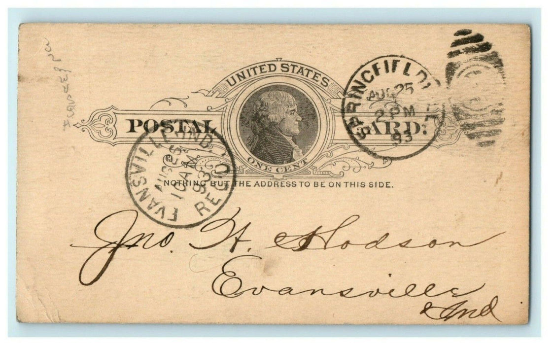 1893 Receipt Franklin Life Association Springfield Illinois IL Antique Postcard