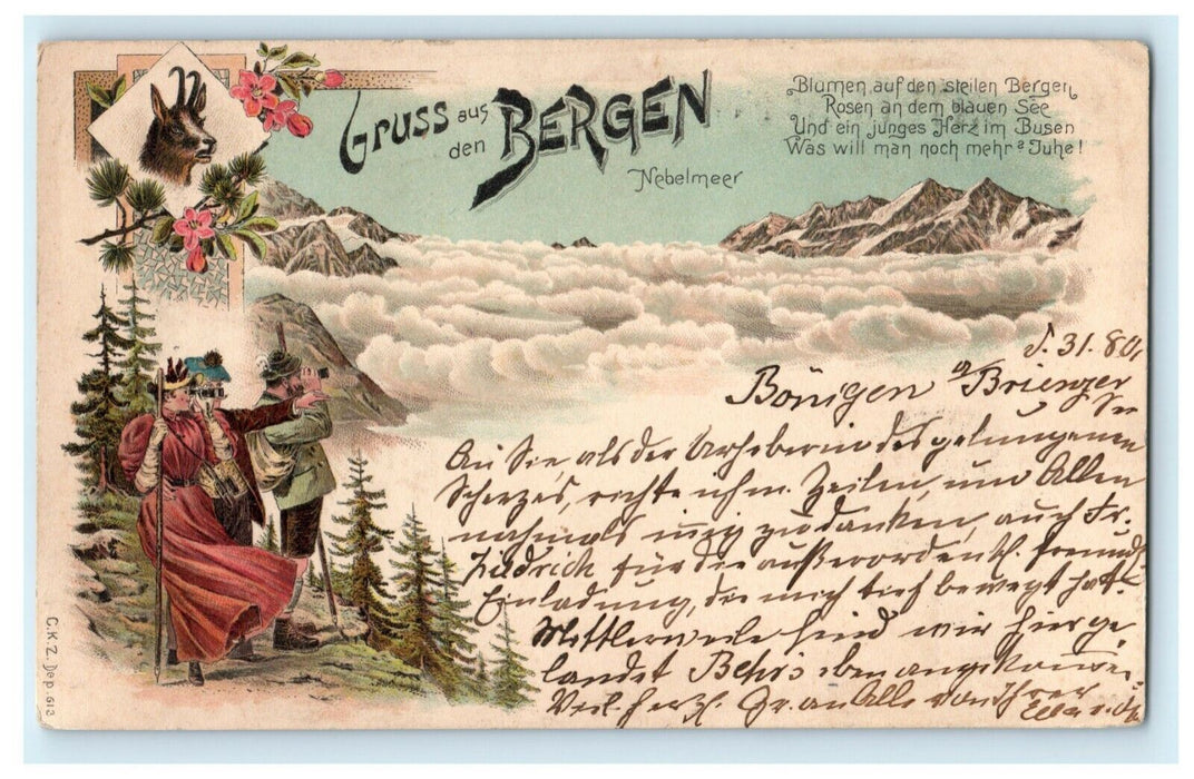 1901 Gruss Aus Bergen Interlaken Germany Antique Posted Postcard
