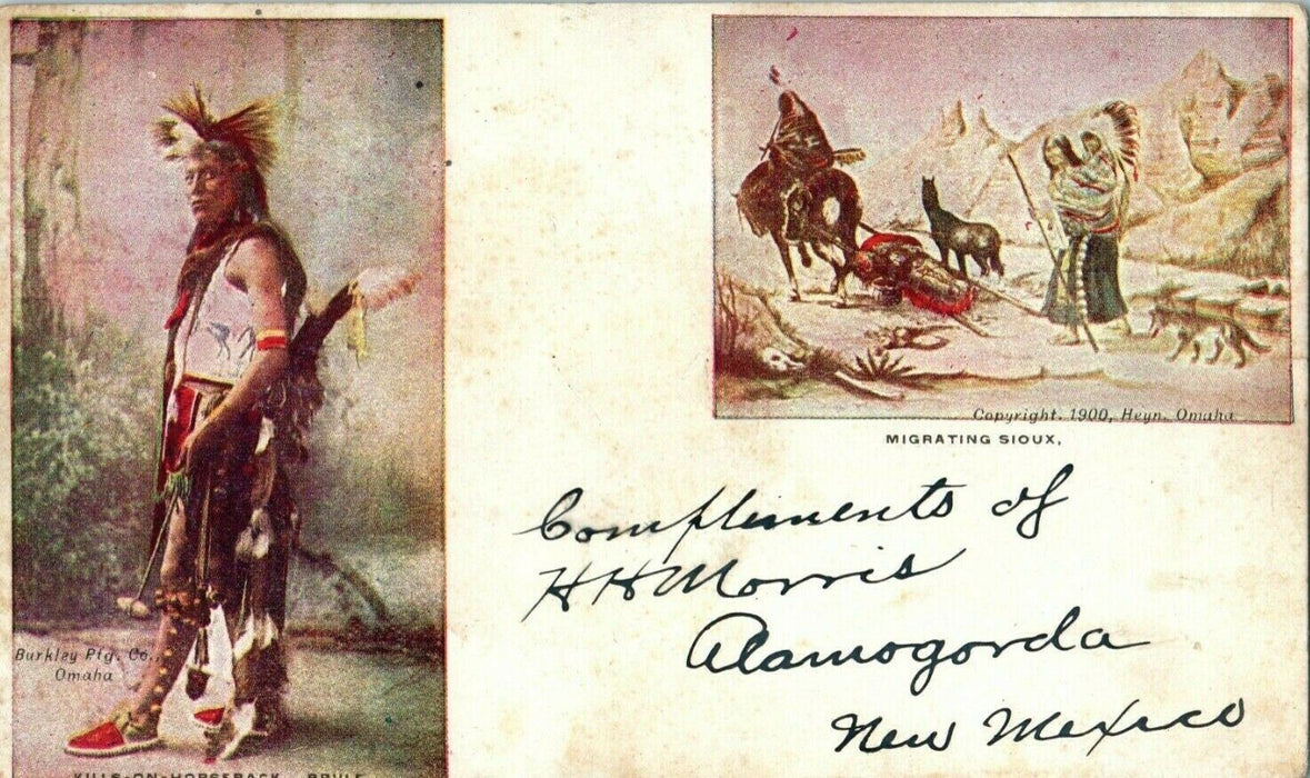 1901 Kills-On-Horseback Sioux Indians Alamogorda New Mexico H.H. Morris Postcard