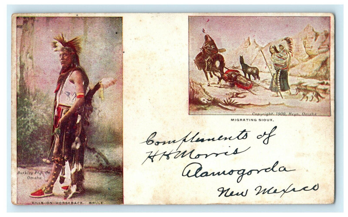 1901 Kills-On-Horseback Sioux Indians Alamogorda New Mexico H.H. Morris Postcard