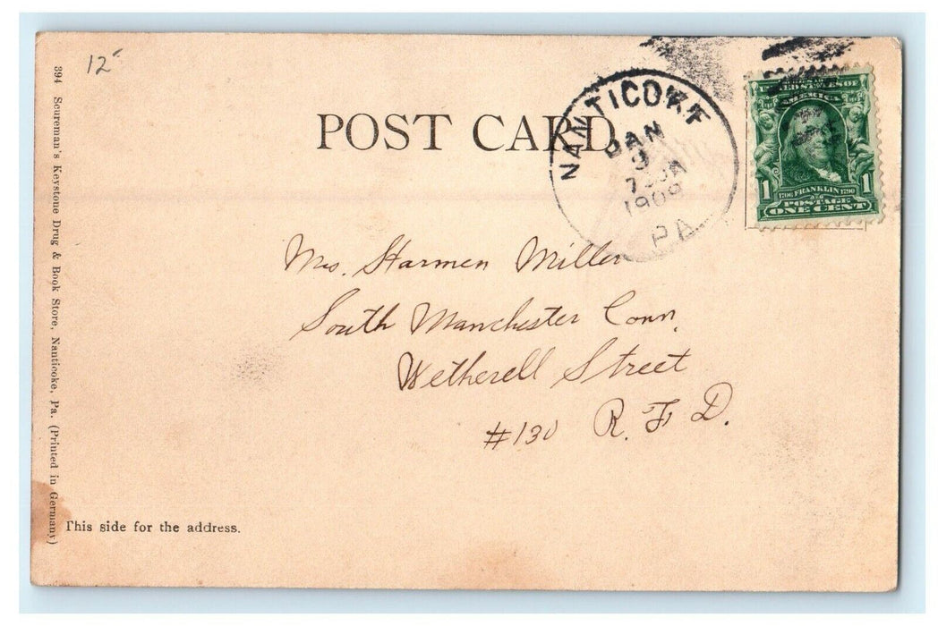 1909 First M.E. Church And Parsonage Nanticoke Pennsylvania PA Antique Postcard