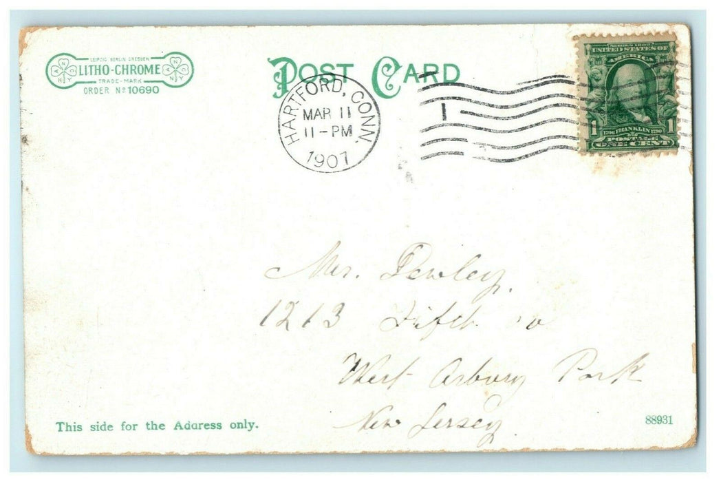 1907 Memorial Arch Fountain Bushnell Park Hartford Connecticut Postcard