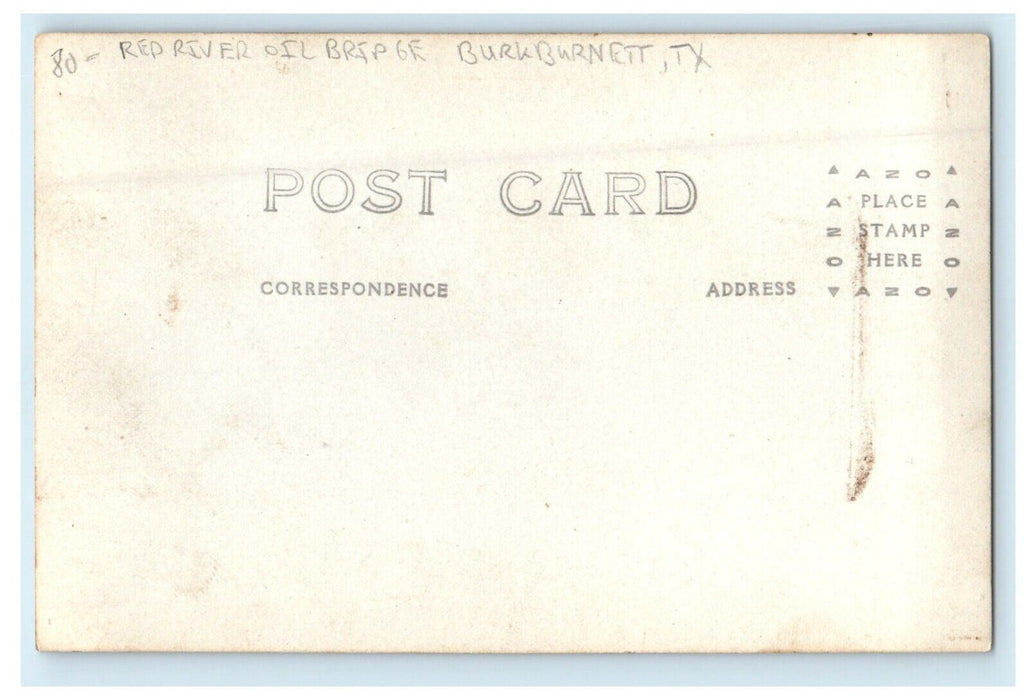 c1910's View Of Red River Oil Bridge Buruburnett Texas TX RPPC Photo Postcard