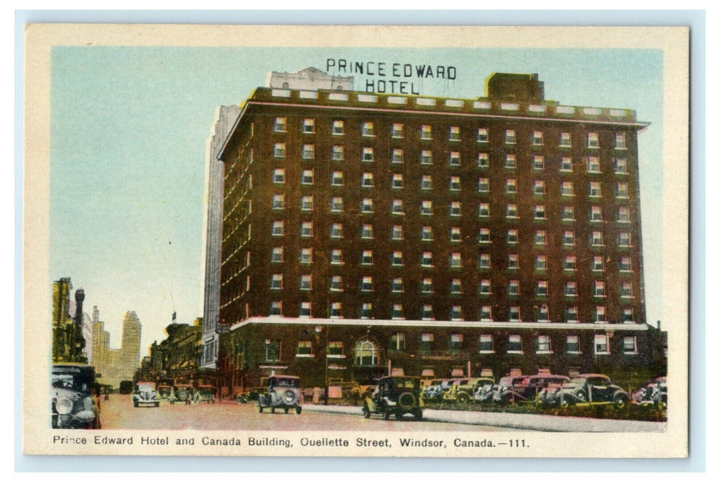 c1920 Prince Edward Hotel Canada Building Windsor Canada Antique Postcard