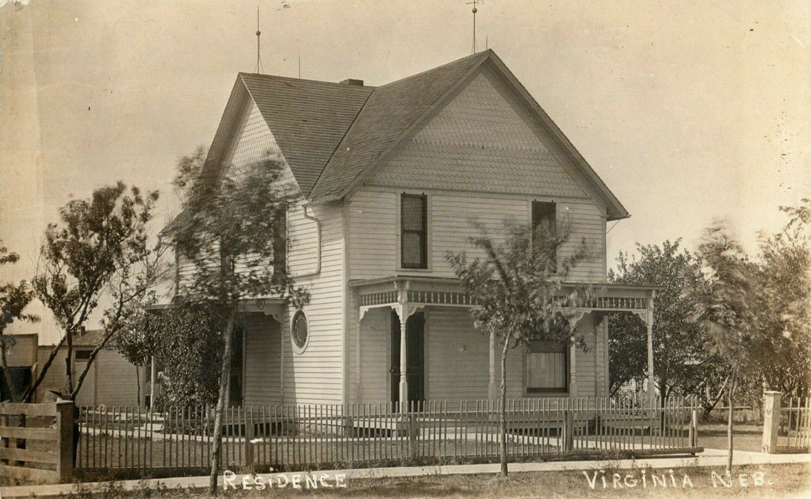 1918 Virginia Nebraska Residence RPPC Photo Victorian House Antique Postcard