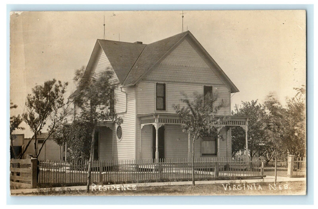 1918 Virginia Nebraska Residence RPPC Photo Victorian House Antique Postcard