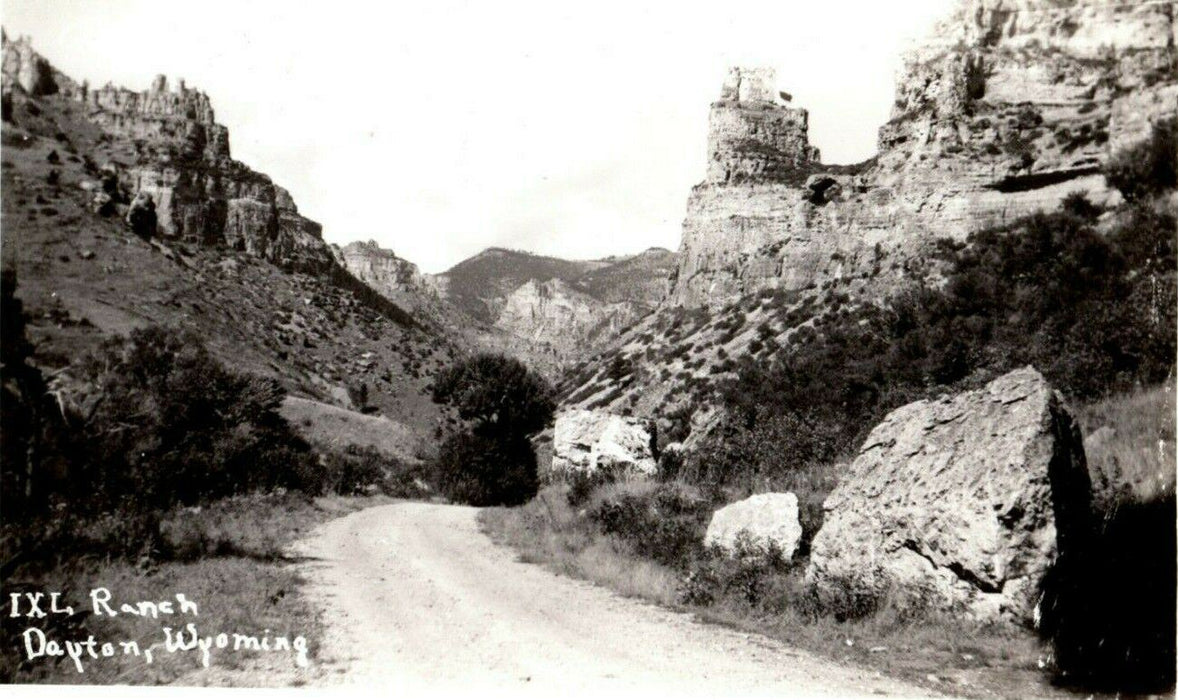c1940's Dirt Path IXL Ranch Dayton Wyoming WY RPPC Photo Postcard