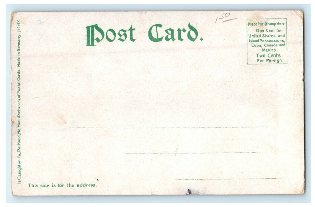 c1905 Adirondack Mts. NY,  Bringing Spoils Deer Catch Boy Smoke Pipe Postcard