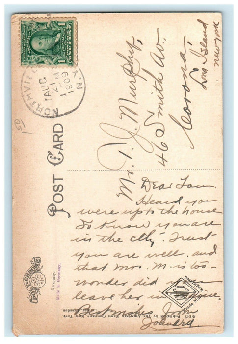 1909 Loon Lake Adirondacks Mountains New York NY Boys Canoeing Postcard