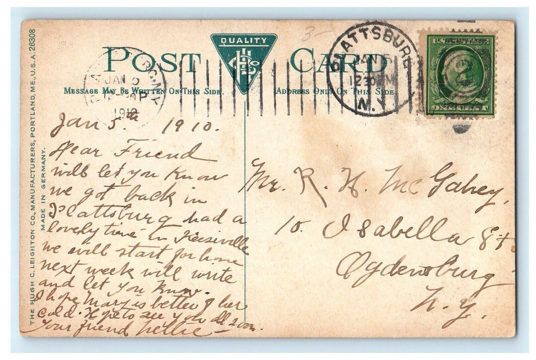 1910 An Adirondacks Camp Deer Hunt Winter Adirondacks Mts. New York NY Postcard