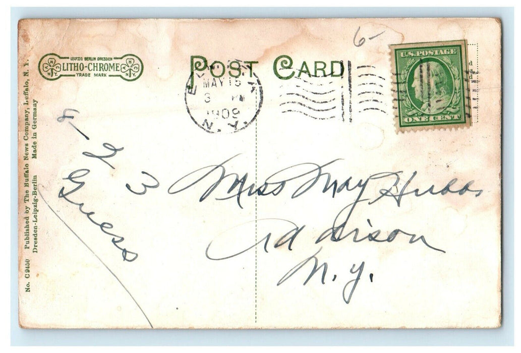 1909 The Century Club Street View Bicycle Elmira New York NY Antique Postcard