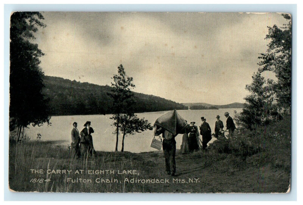 1909 The Carry At Eight Lake Fulton Chain Adirondack Mts. New York NY Postcard