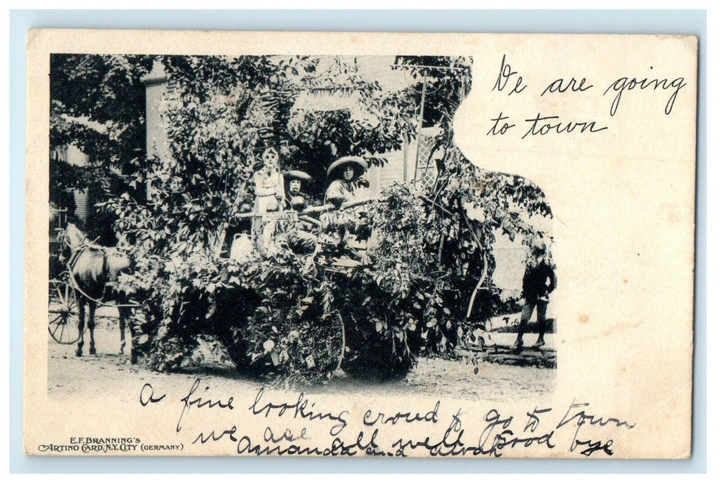 1907 Girls In Horse Carriage Going To Town Granite New York NY Antique Postcard