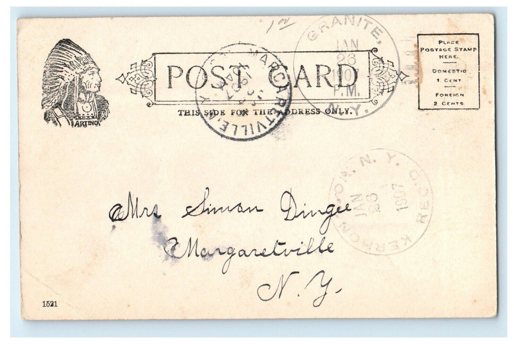 1907 Girls In Horse Carriage Going To Town Granite New York NY Antique Postcard