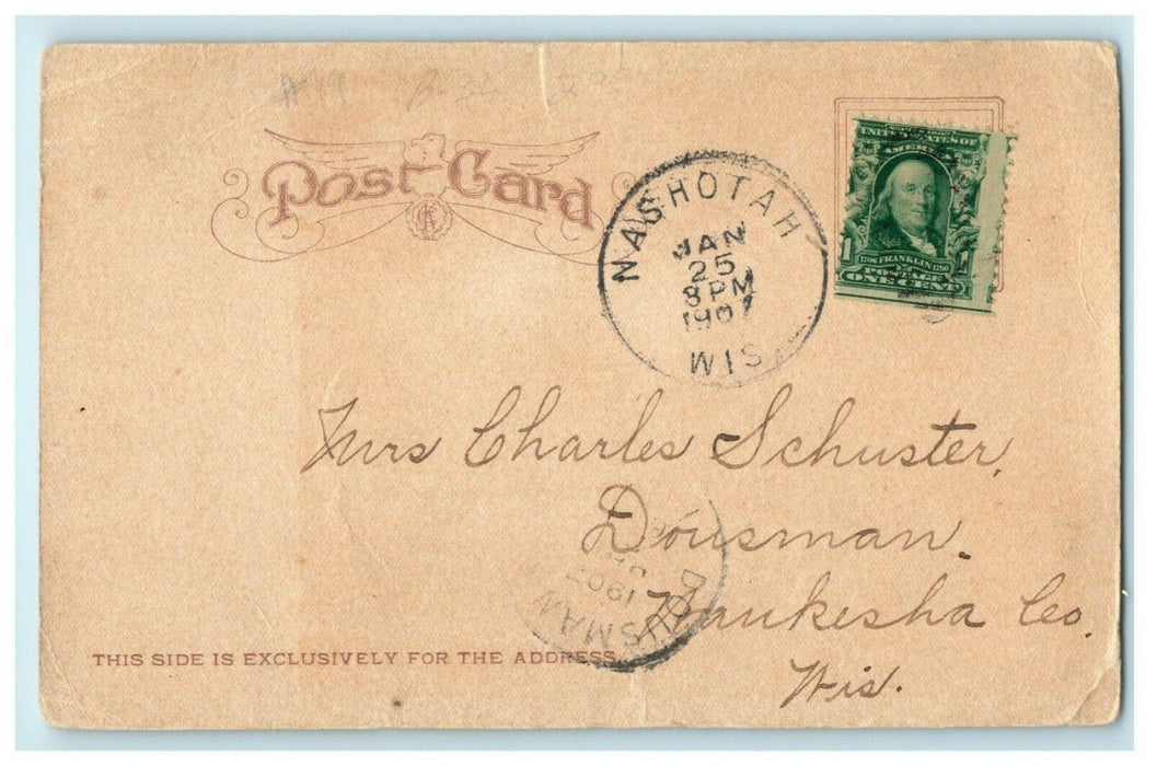 1907 Greetings From Hartland Wisconsin WI Nashotah Antique Postcard