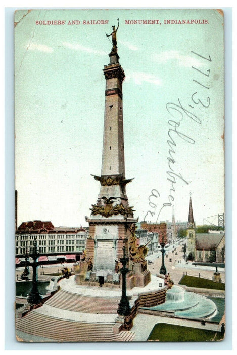 1906 Soldiers' and Sailors' Monument Indianapolis Indiana IN Antique Postcard