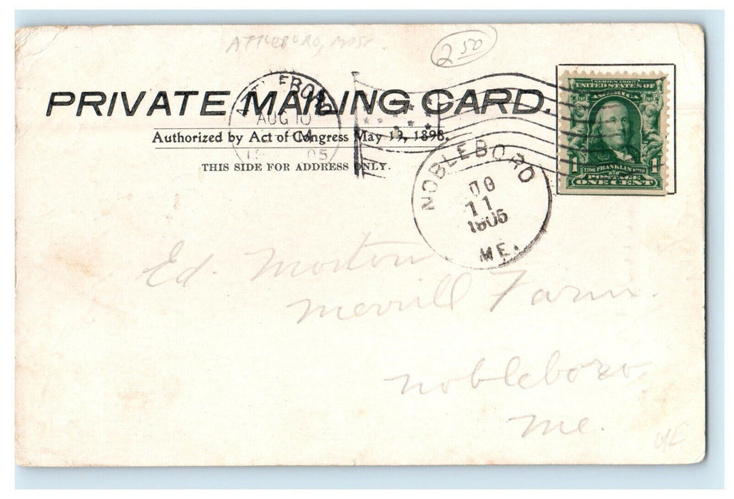 1905 Casino Talaquega Park Attleboro Massachusetts MA Nobleboro ME Postcard