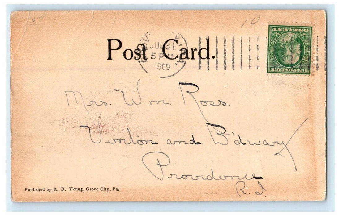 1909 United Presbyterian Church Grove City Pennsylvania PA Antique Postcard