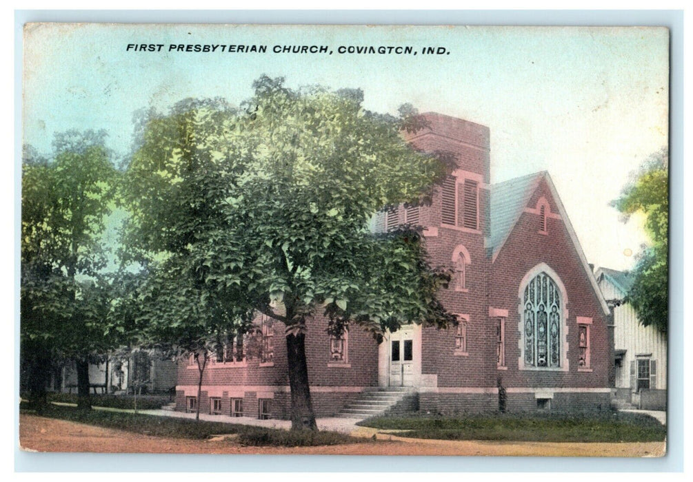 1910 First Presbyterian Church Covington Indiana IN Posted Postcard