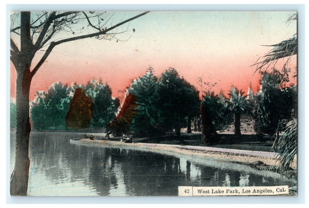 c1910 West Lake Park Los Angeles California CA Made in Japan Postcard