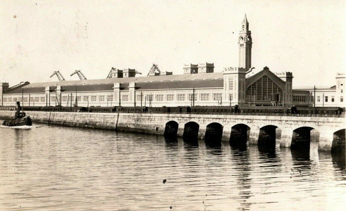 1933 La Nouvelle Gare Maritime Normandy France RPPC Photo Postcard