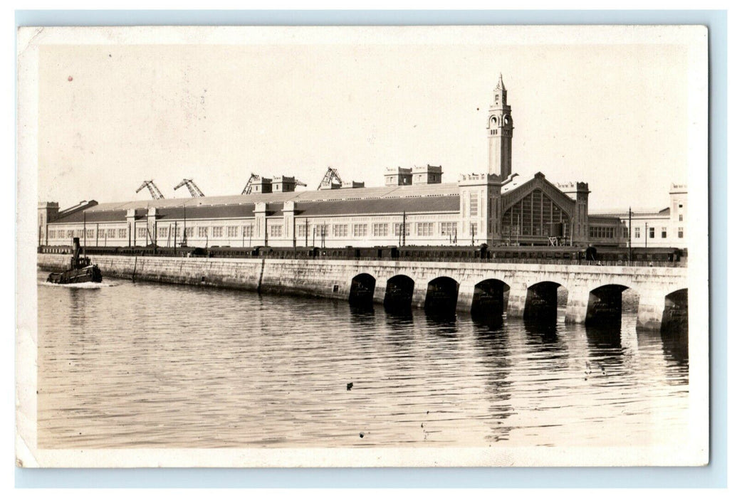 1933 La Nouvelle Gare Maritime Normandy France RPPC Photo Postcard